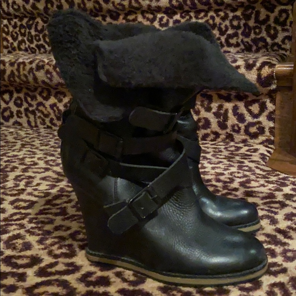 Sam Edelman black strappy wedge boot. Sz 8-1/2 - Picture 8 of 10